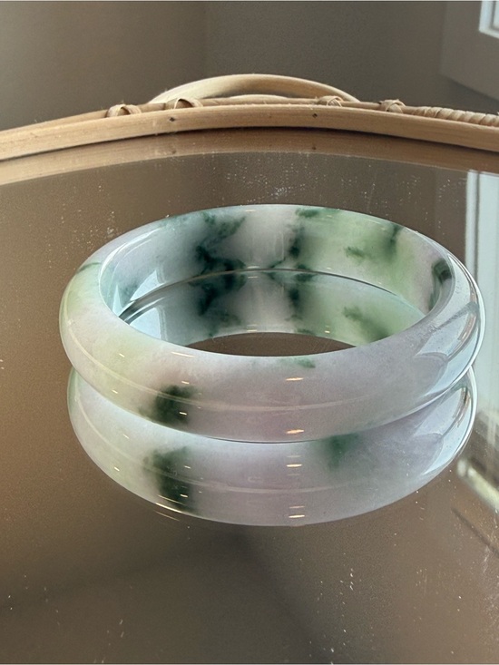 Jewelry - $4000CAD GIA Appraisal Jade-Inspired Green & White Bangle Bracelet size 58mm